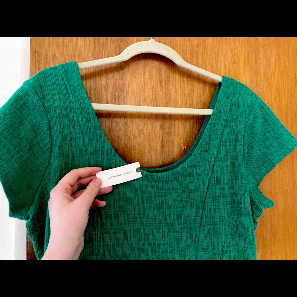 Anthropologie Emerald Green Teacup Dress